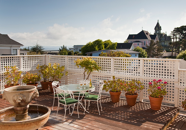 Outdoor patio at the Carter House Inns in Eureka, California