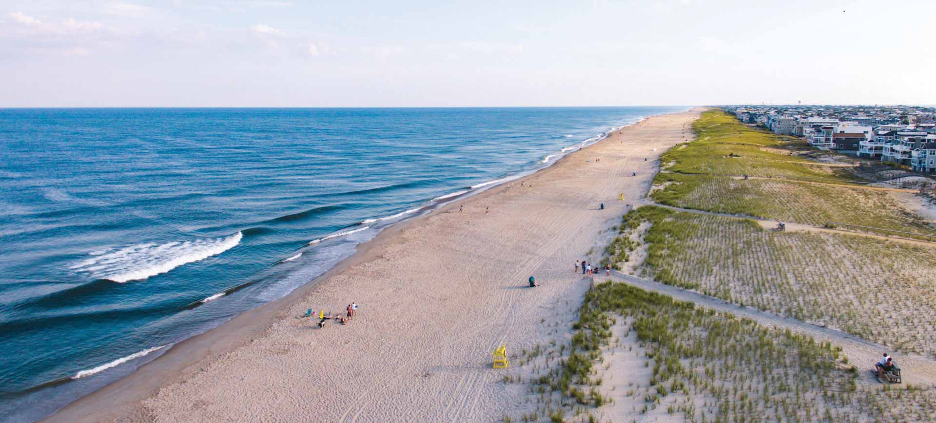 Aerial View of the beach and Atlantic Ocean on the Jersey Shore
