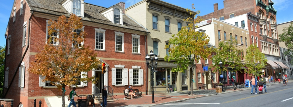 Main street with brick houses