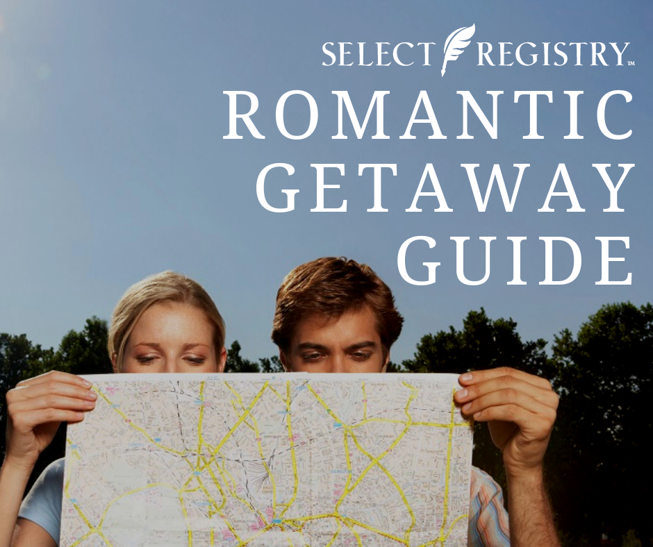couple planning their perfect romantic vacation text reads romantic getaway guide
