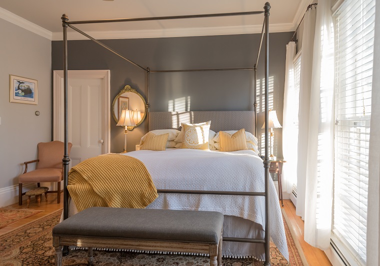 BrewsterRoom beautiful bed frame white linens