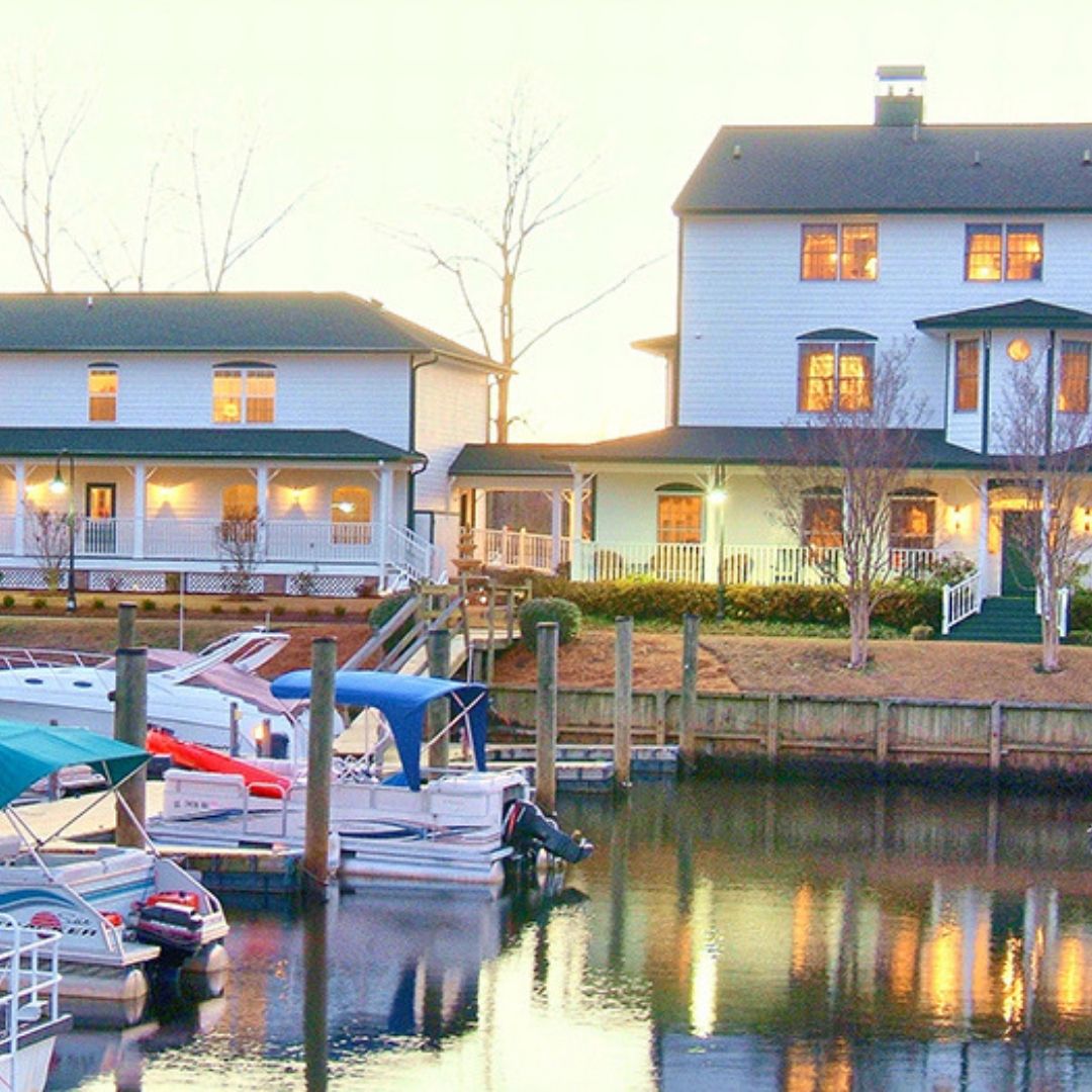 A boat marina outside of The Cypress Inn.